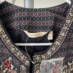 Soft Surroundings Black Jacket with Red and White Accents